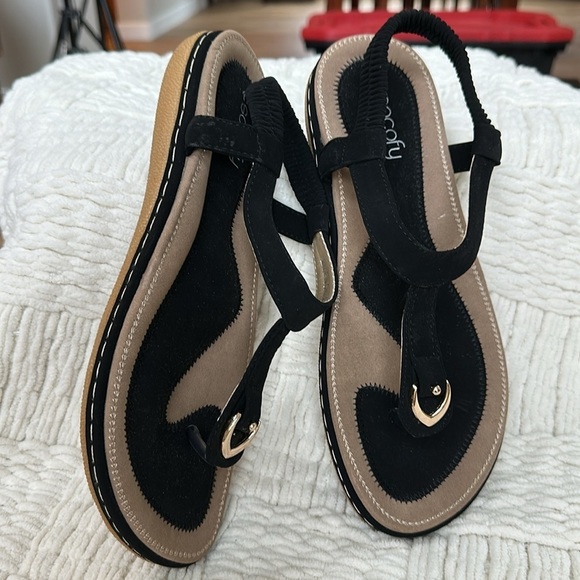 Socofy Brand Casual Elastic Sling Back Flat Comfort Sandal - Picture 1 of 12